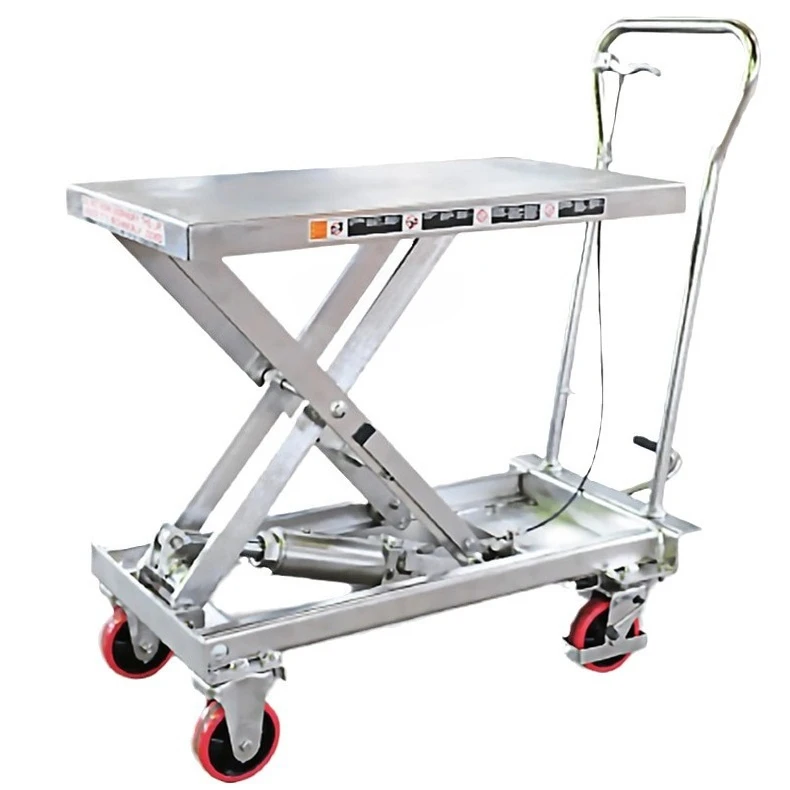 

All stainless steel manual platform truck, hydraulic lift, stainless steel trolley
