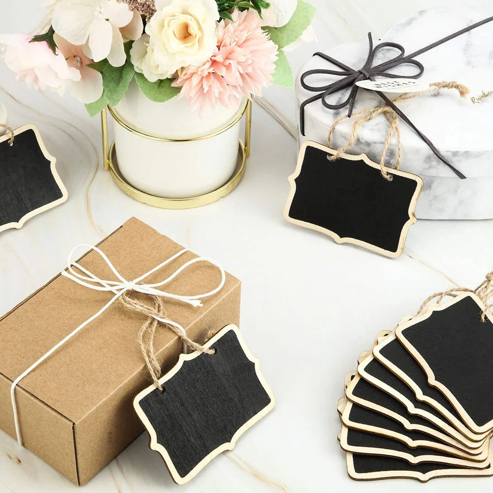 12 Pcs Blackboard Labels Two-sided Blackboards Wooden Crafts Pendant Note Writing Mini Hanging Child DIY