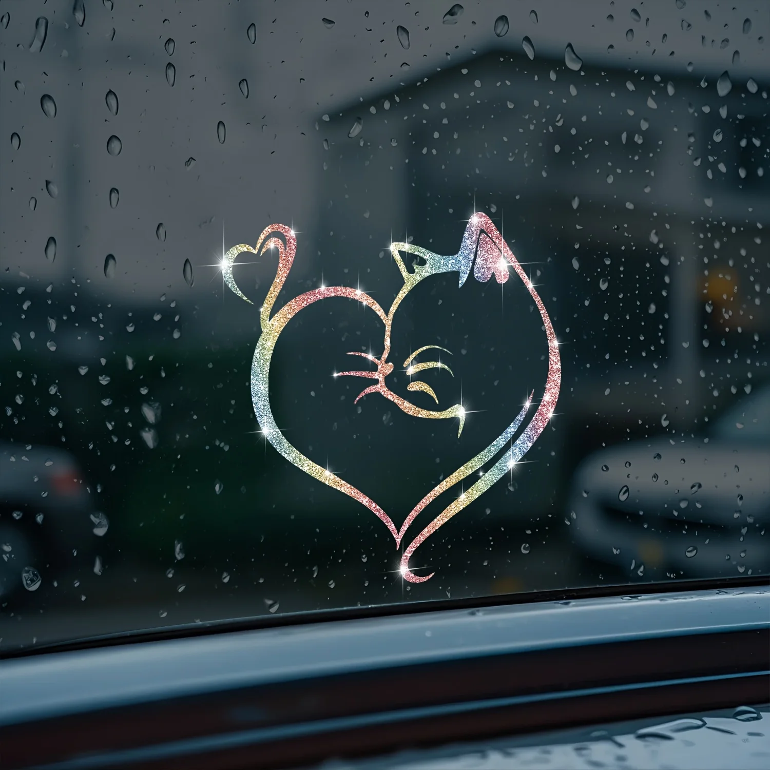 1PC imitazione diamante glitter gatto cuore adesivi per auto impermeabili durevoli per auto serbatoio carburante finestra paraurti decorazione decalcomanie in vinile