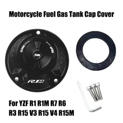 For YAMAHA YZFR1 YZF R1M R1 R3 R15V3 R15M R15 V4 Aluminum Motorcycle Accessories Keyless Fuel Gas Tank cap Cover With Logo