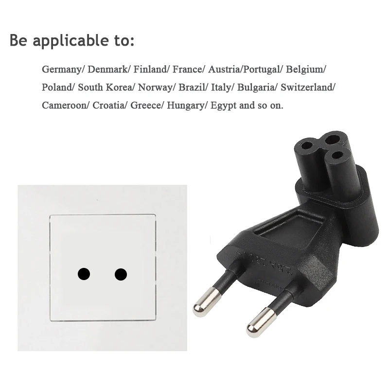 

A92Z 2-Pin Eu Male To Iec 320 C5 Female Ac Adapter 2.5A Fuse,Eu Industrial Power Converter