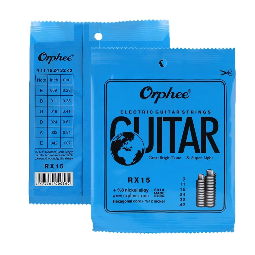 

9-42/10-46/11-50 Gauges Orphee Full Size Electric Guitar Strings Extra Light to Medium Gauges Superior Tone Quality