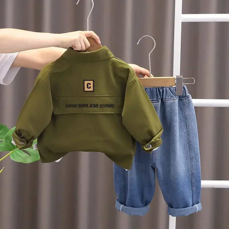 جديد ربيع الخريف الأطفال الفتيان ملابس الاطفال ملابس رسمية سترة معطف قميص السراويل 3 قطعة/مجموعة الرضع القطن رياضية 0-5 سنوات