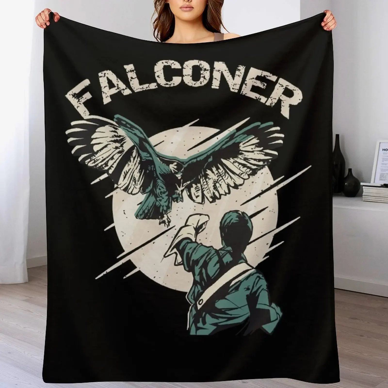 

Falconry Bird landing on Falconer armClassic T-Shirt.png Throw Blanket bed plaid Hairys Beach Cute Blankets