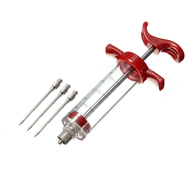 Meat Injector Syringe - 3 Marinade Injector Needles for BBQ Grill, Seasoning Injector for Meat , Easy to Use and Clean