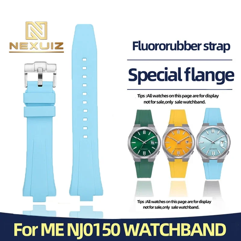 أسود أزرق أصفر فلوروروبر ساعة اكسسوارات للمواطن الميكانيكية NJ0150 NJ0151 NJ0155 المطاط حزام الساعات