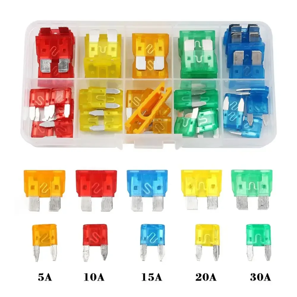 Car Fuse 50/80/180pcs 5/10/15/20/30A Auto Small and Medium Blade Fuse Motorcycle Boat Truck Automotive Blade Fuse Assortment Set