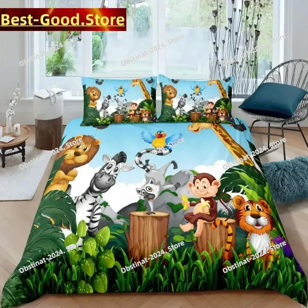 3D Elephant Animal Paradise Bedding Set Printed Bed Set With Pillowcase Bed Duvet Cover Soft Single Double Queen Super King Size
