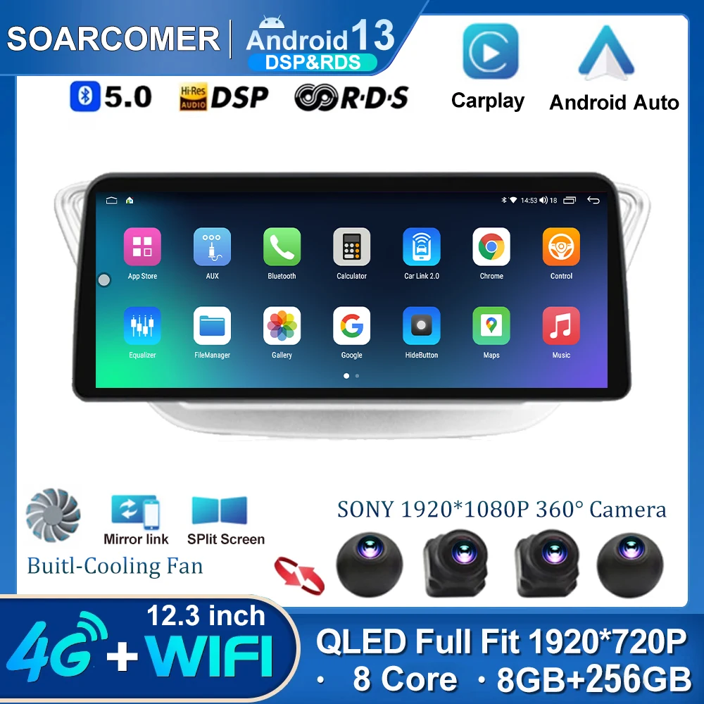 

12.3 inch Andriod 13 for hyundai Verna Solaris 2017 - 2018 Car Radio 2 Din Multimedia Video Player GPS 2din Carplay Stereo auto