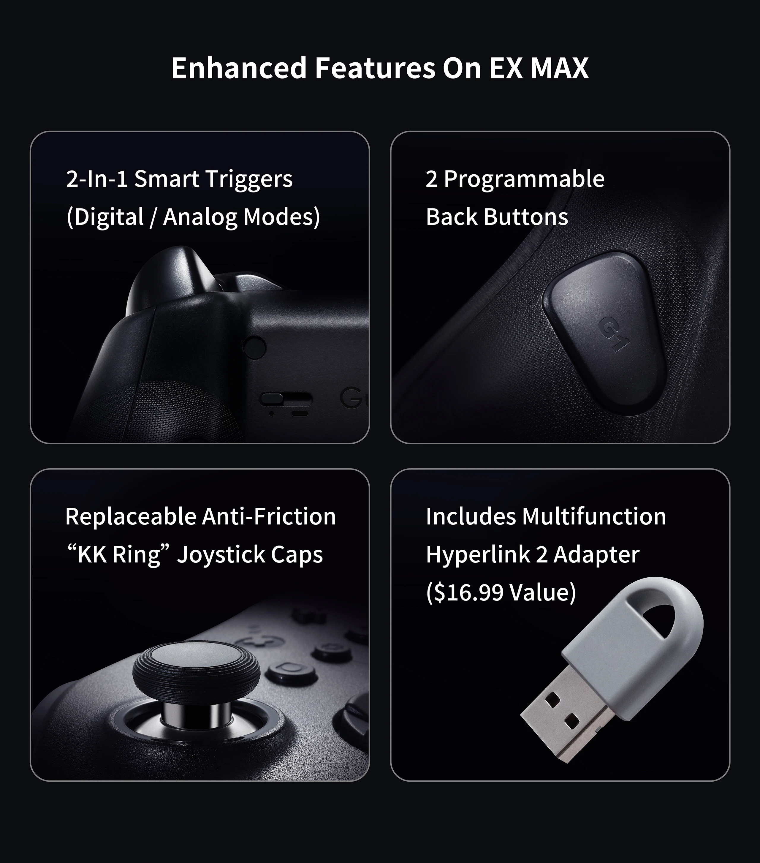 GuliKit ES MAX Controller Bluetooth Wireless Gamepad für Switch 1/2 PC Android SteamOS mit TMR-Sticks, Dual-Mode-Trigger. – Detail 3