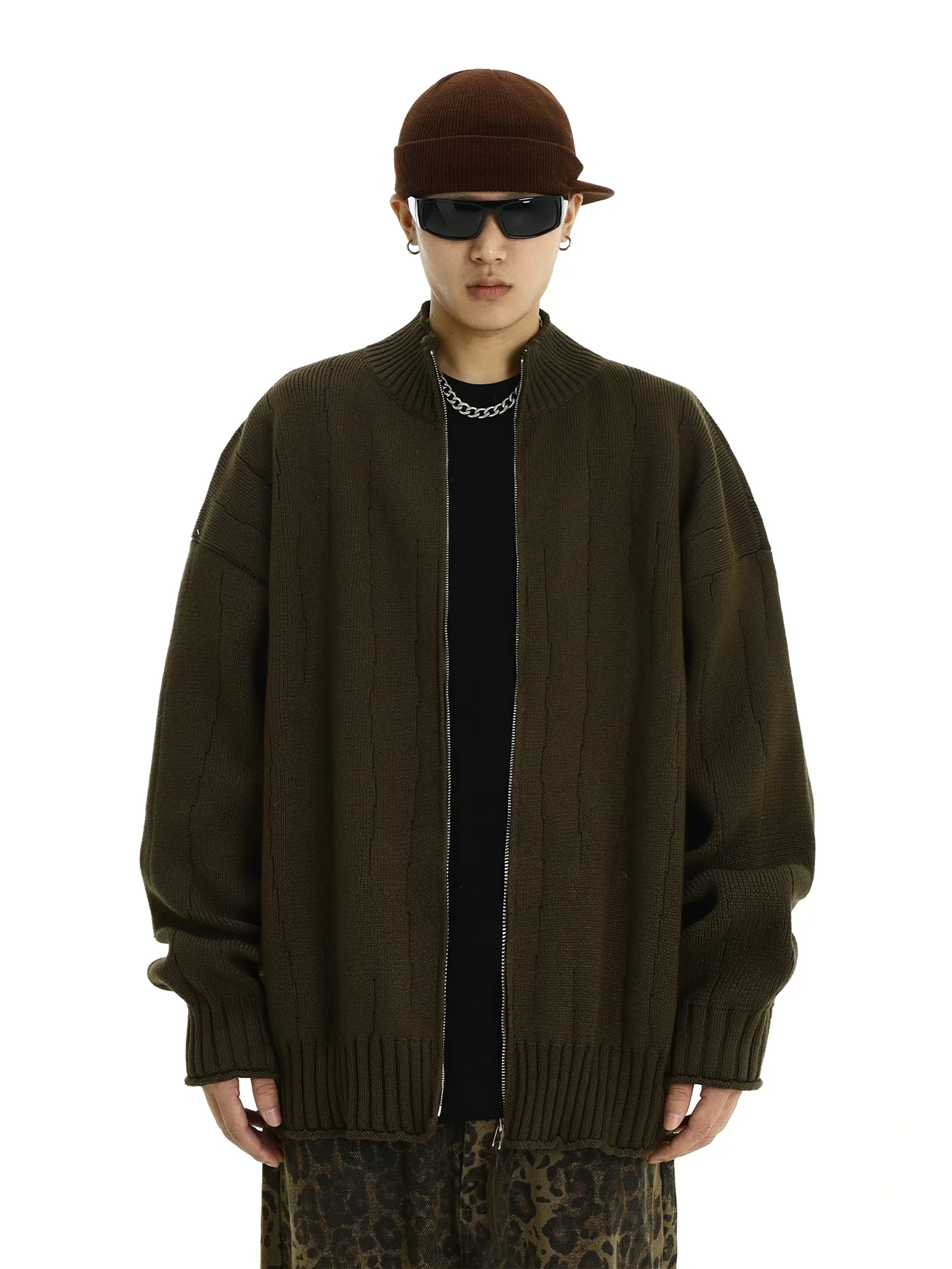 

Retro Cardigan Sweater Men's Autumn and Winter Trendy Ins Loose Knit Cardigan Casual Jacket