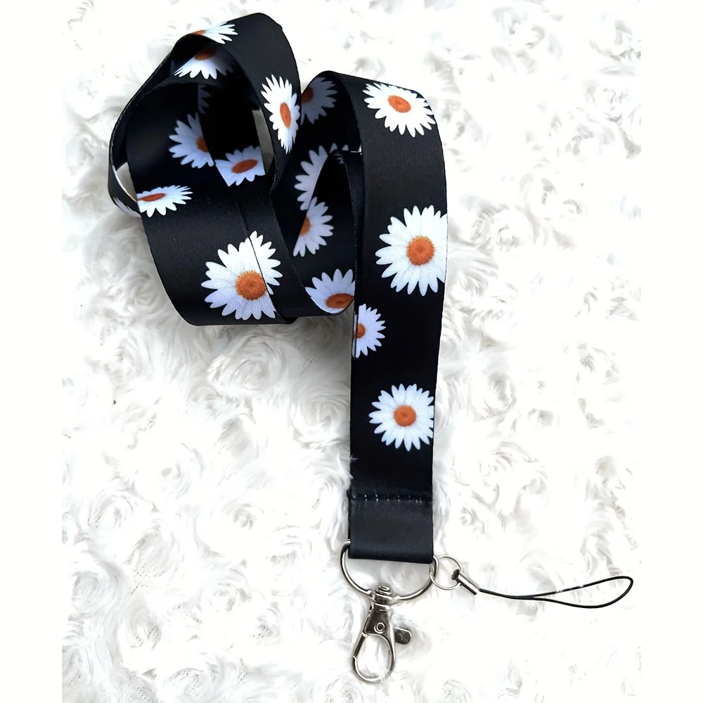 Wholesale Cartoon Chrysanthemum Sunflower Flower Key Lanyard ID Badge Holders Animal Neck Straps with Keyring Phone Accessories