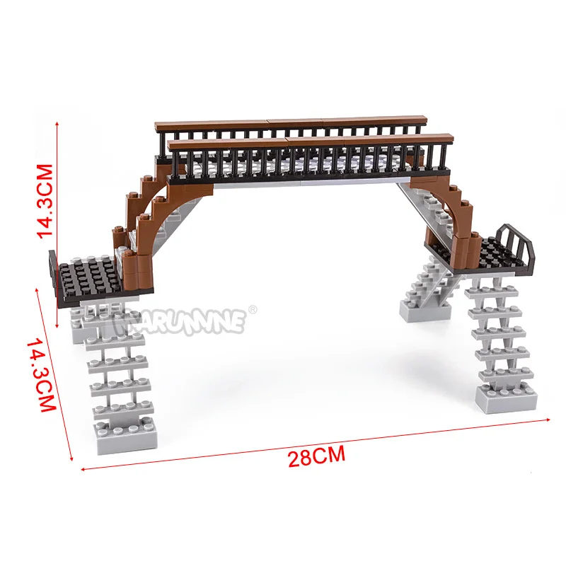 Marumine Idea Steet View Overpass MOC Build Bricks Set Pedestrian Bridge Railway Model Kit DIY Construction DIY Blocks Toys