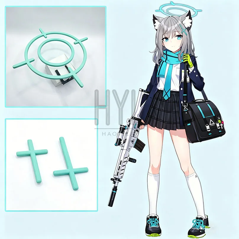 Game Blue Archive Shiroko Cosplay Green Halo Hairclip Headdress Women Halloween Carnival Party Costume Accessories Headwear