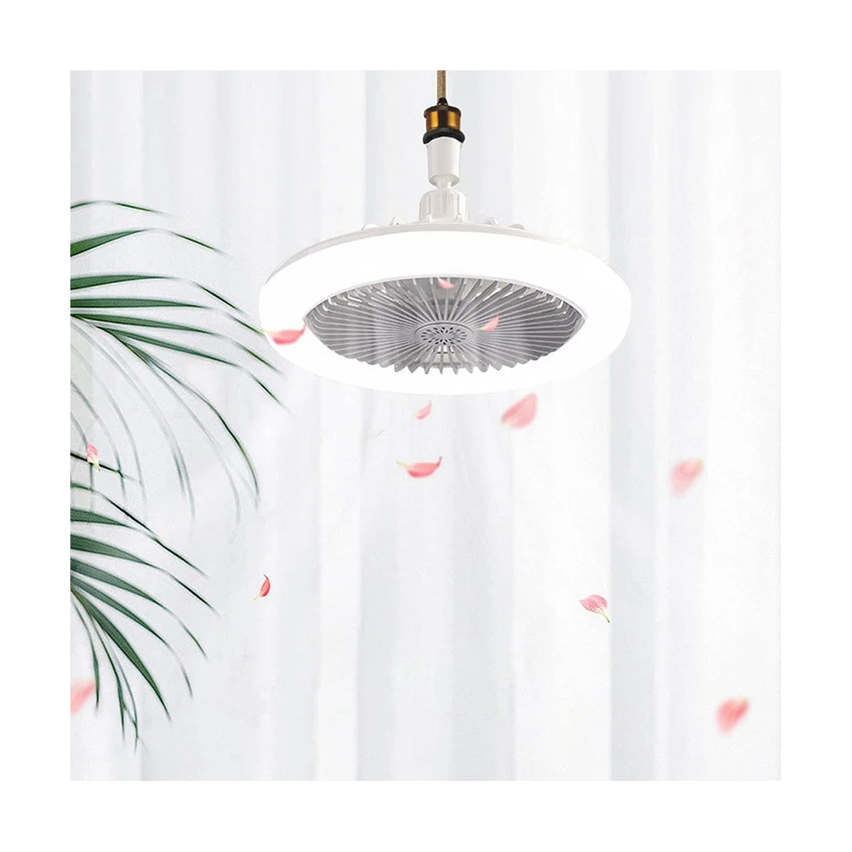 Потолочный вентилятор E27 с подсветкой, закрытый низкий вентилятор, держатель лампы с подвесом для электрического вентилятора (белый)