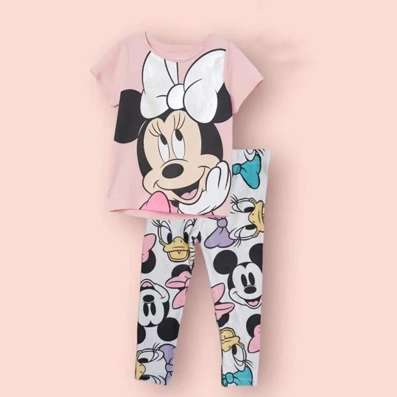 Kids Clothes 2024 Autumn Princess Children\'s Clothing Sets Cartoon Minnie Mouse Suit for Girls Two-piece Baby Girl Clothing