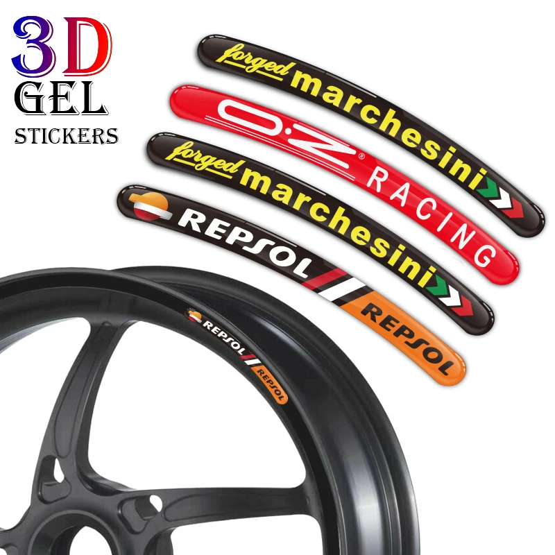 3D Gel Motorcycle Wheel Hub Sticker Decal Reflective Rim Stripe Tape For Honda REPSOL Benelli GSXR Aprilia Ducati Marchesini OZ