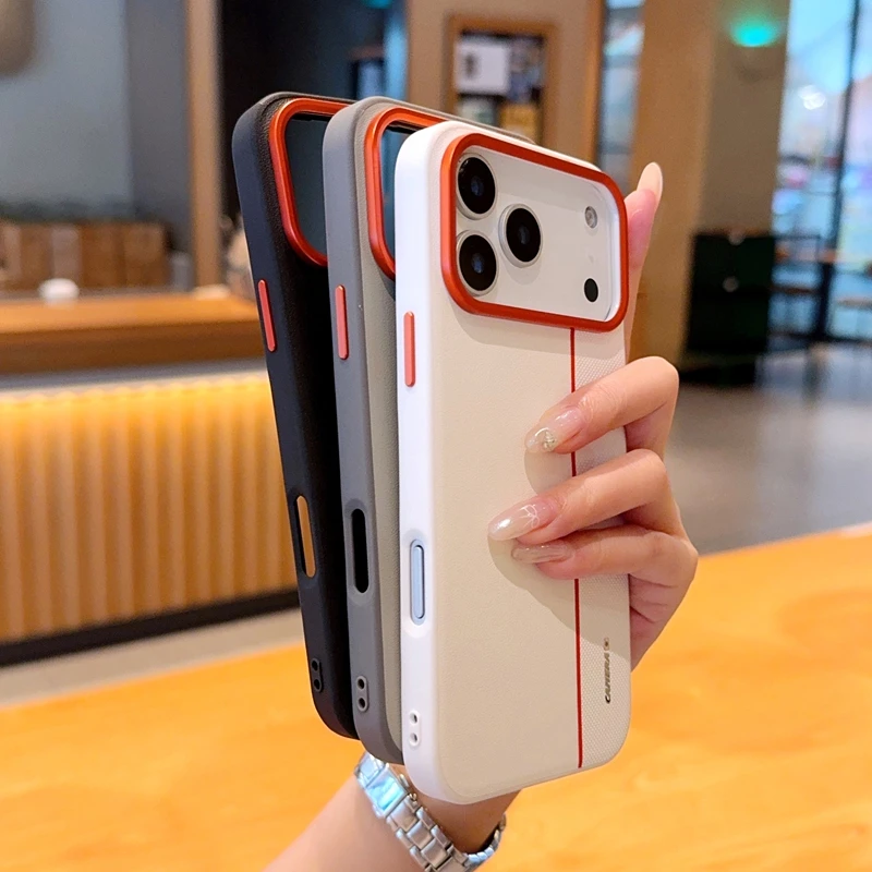 Etui do iPhone 17 18 Pro Max 17 Air, luksusowe, wykonane ze skóry PU, z kolorowymi wstawkami, ultracienkie, ochronne, do iPhone 18 Pro. — zdjęcie produktu 3