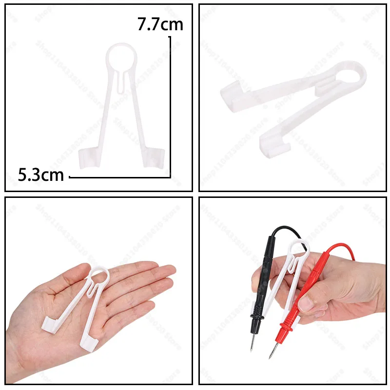 Einhand-Multimeter-Sondenhalter mit 8 mm Durchmesser – Messleitungsclip in Rot/Schwarz/Weiß für Elektriker, befreien Sie Ihre Hand zum Löten