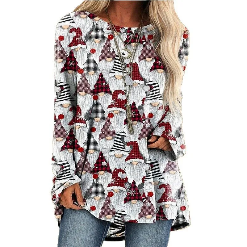 

2024 New Wi Cross-Border Women's Long Sve White Snowman Hoodie Polyester Fabric Regular Sve round Ne ex Spring ...