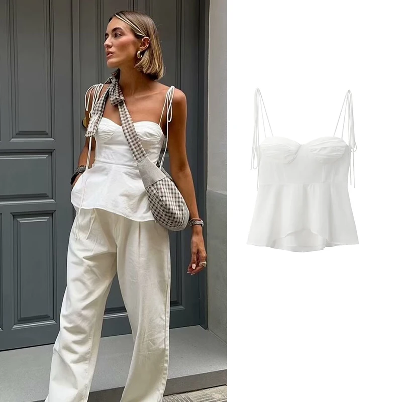 TRAF Camis Tops Summer Women's 2024 New Chic Tube Top Camis Women's Street Elegant Young Women's Fashion Tops