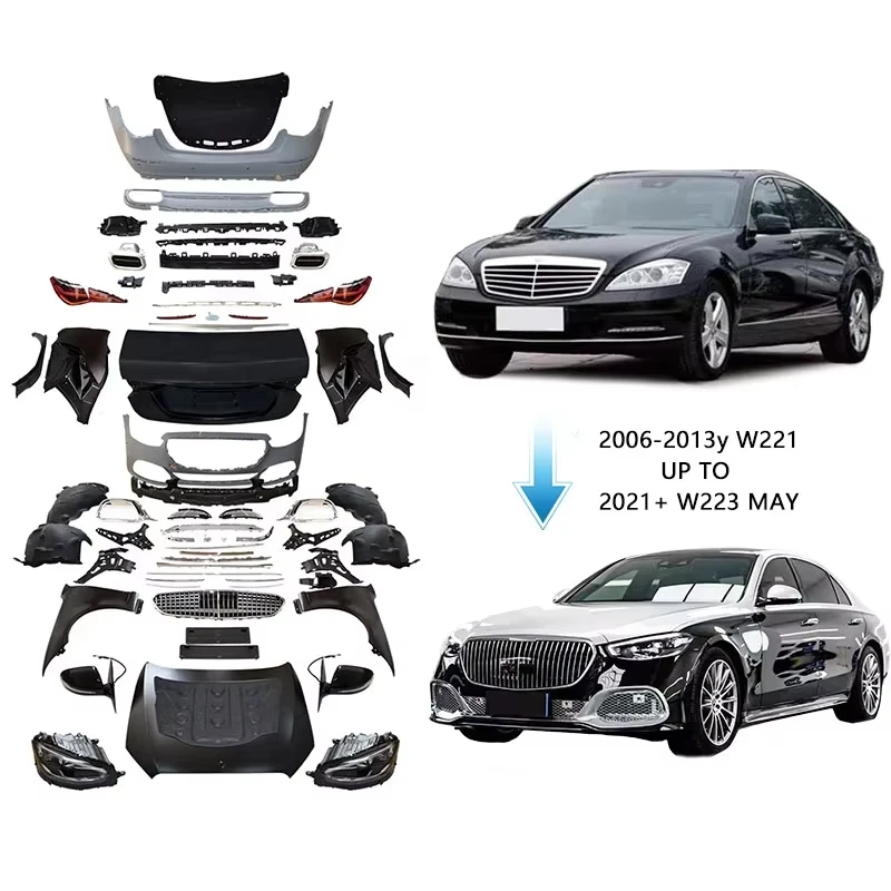 

Cc car S Class W221 2006-13y Upgrade W223 2021y+ S680 MAY Style Car Bumpers Body Kit Auto Body Parts for S W221 W222