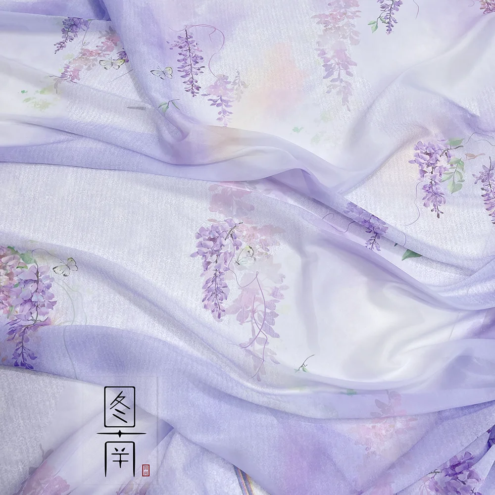 Chinese stlye 30D starry sky Gradient color Chiffon Printed hanfu fabric for DIY dress 1order=1pc(size:100x150cm)