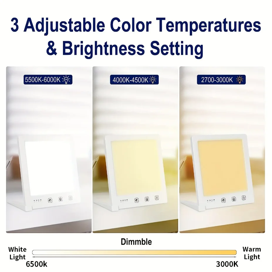 مصباح ضوء النهار مع وظيفة الموقت، مصباح ضوء الشمس فائق السطوع 10000lux خالي من الأشعة فوق البنفسجية، درجة حرارة وسطوع قابل للتعديل باللمس #4
