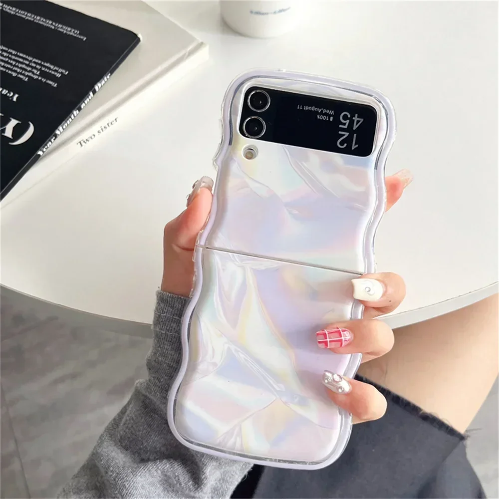 Cartoon Marble Wave Case for Samsung Galaxy Z Flip 5 4 3 6 Colorful Shockproof Ins Korea Cover for Samsung Z Flip5 flip4 Flip3