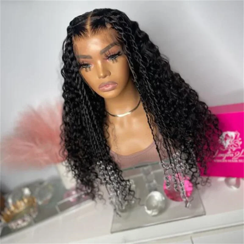 

Middle Part Preplucked 26inch Long Kinky Curly Black Lace Front Wigs For Women With Baby Hair Daily Wear Glueless Cosplay Wigs