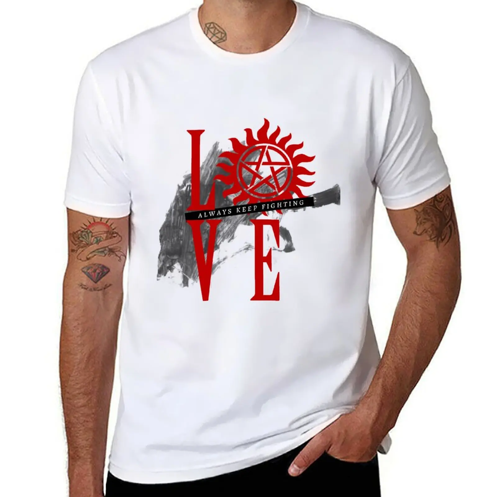 

Always Keep Fighting - Supernatural LOVE T-Shirt cotton t shirt man t shirt man cotton t shirts for man pack white T-shirt