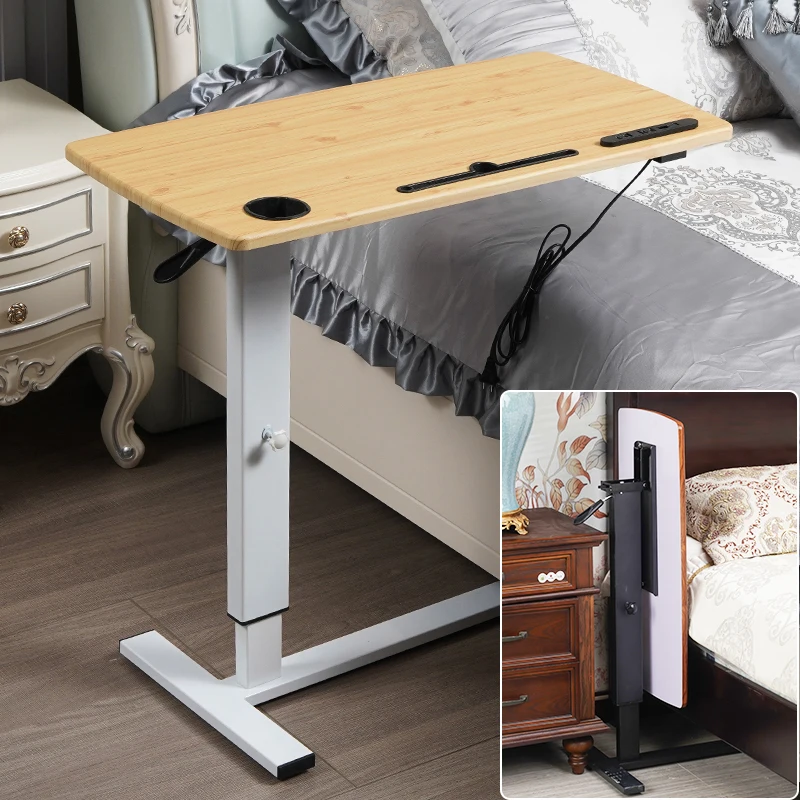 Adjustable Bedside Table with Wheels Foldable Laptop Desk Mobile Study Table for Small Spaces Bedroom Compact Computer Tables