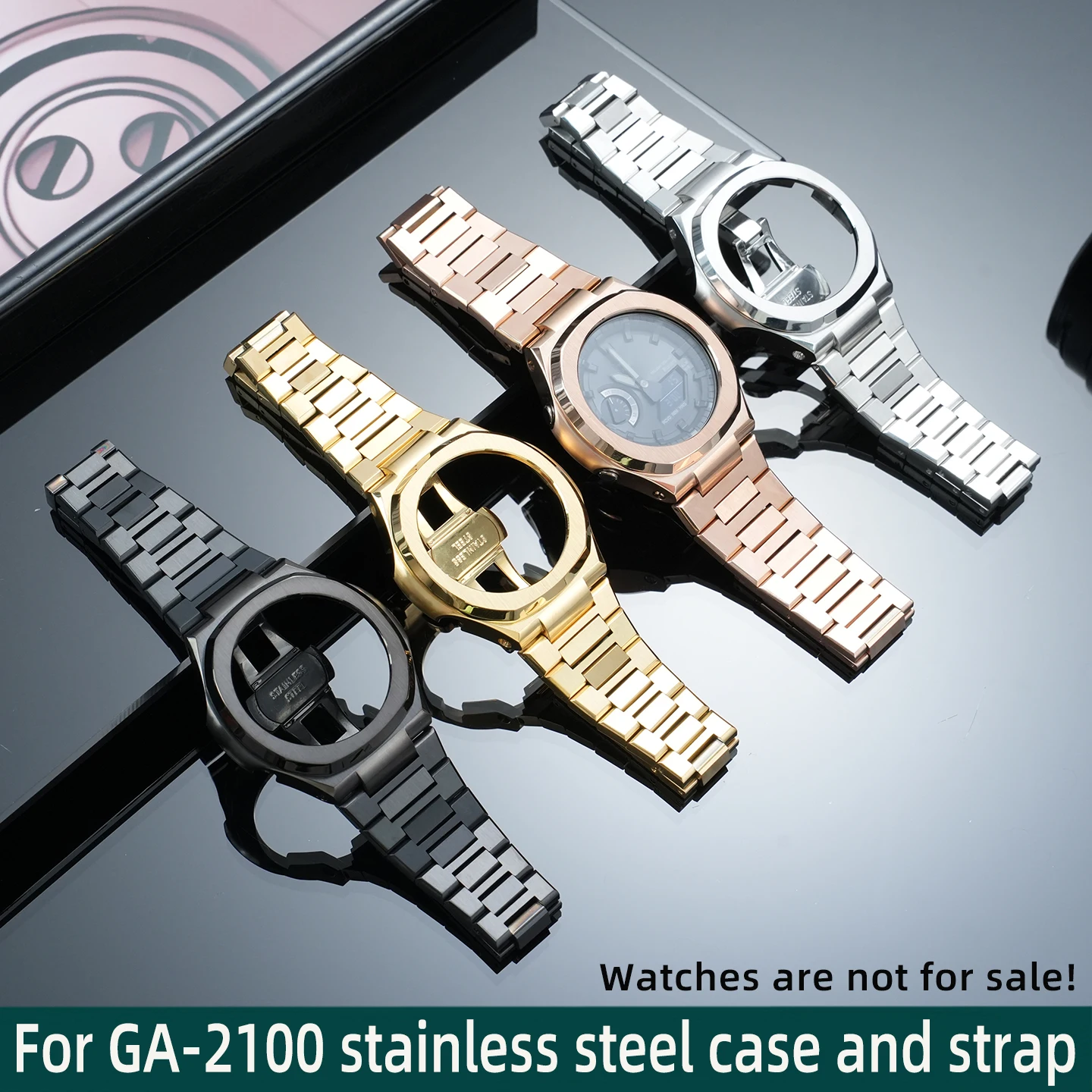GA2100 stainless steel case accessory, suitable for Casio GA-2100 stainless steel case strap, ga-2100 men's silicone watch strap