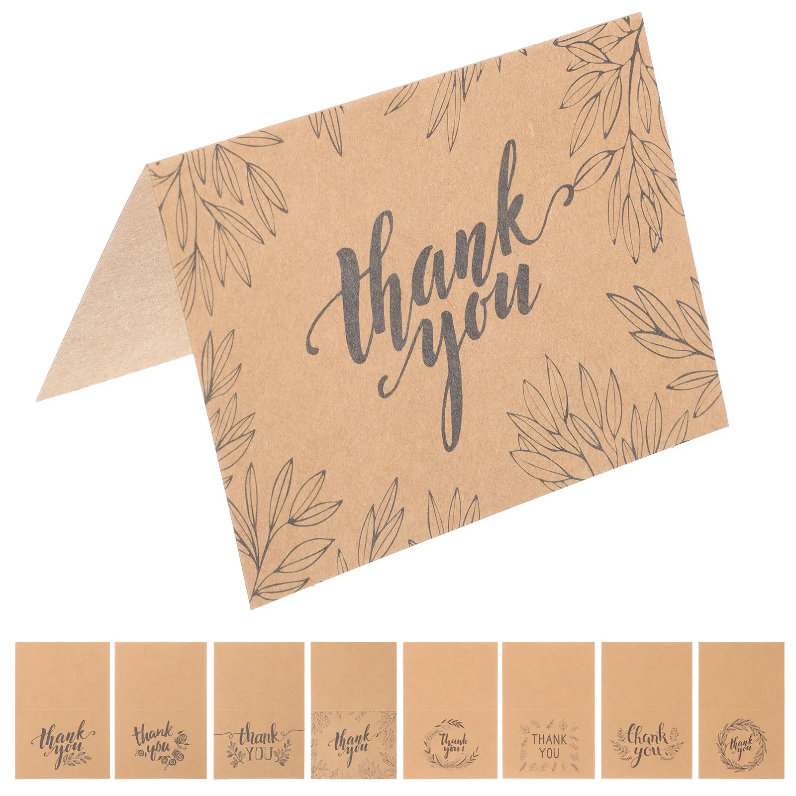 16 set Thank You Cards Kraft Paper Blank Inside For Small Business Flower Shop Bakery Spa Bulk Greeting Postcards Printing