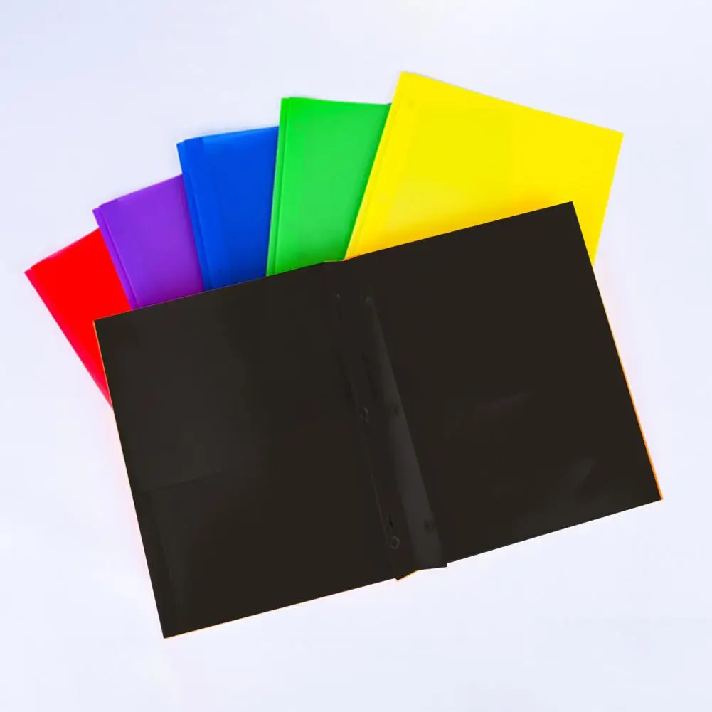 Document Storage Pocket Folder Waterproof Tear-resistant A4 Size File Folder with Pockets Prong Fasteners for Documents