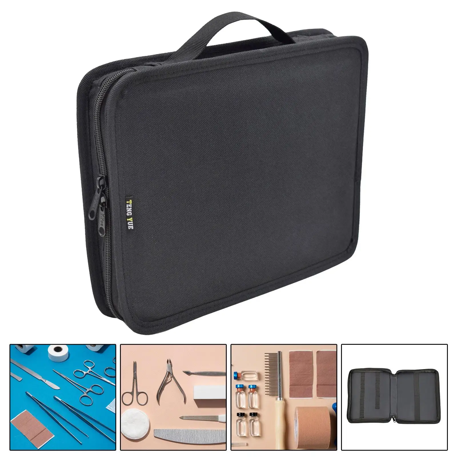 Bolsa médica vacía, estuche con cremallera suave, bolsa de transporte para equipo médico, bolsa de transporte para médicos, estudiantes de medicina,