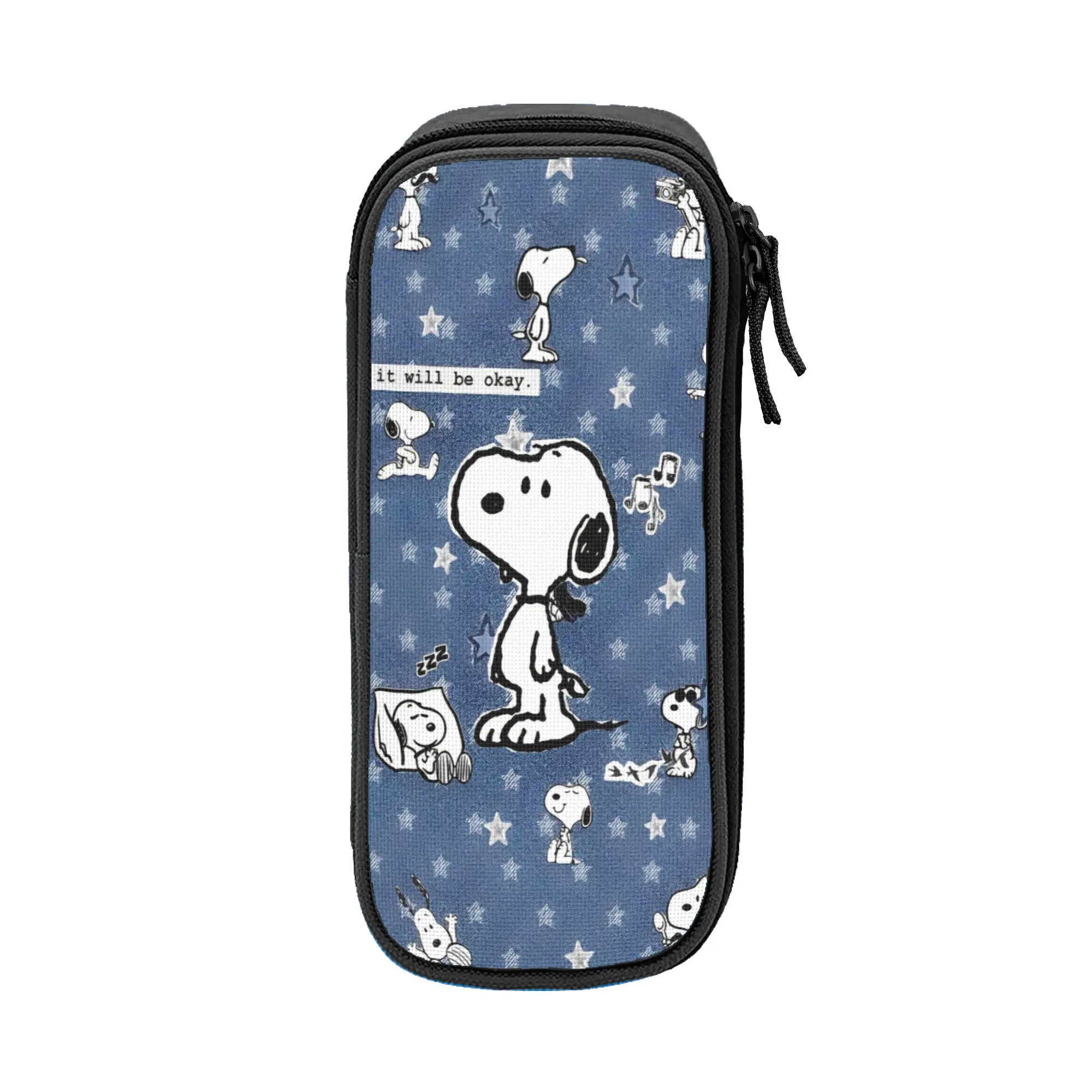 

Large-capacity Pencil Pouch Snoopys cartoon dog School Supplies Double Layer Pencil Bag Girl Makeup Bags Suprise Gift