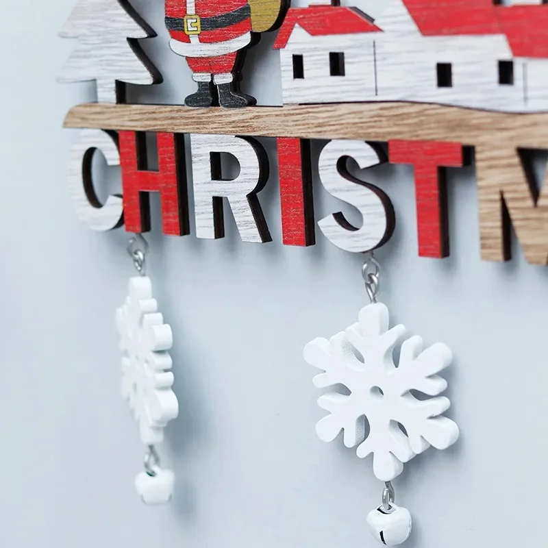 1Pc Wooden Christmas Door Hanging Oranments Wall Xmas Dec Merry Christmas Decor for Home Happy New Year Door Pendants