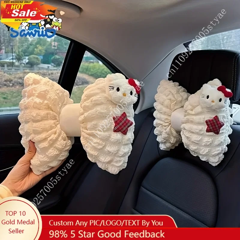 

Sanrio Hello Kitty Cute New Car Headrest Neck Pillow Lumbar Pillow for Bow Breathable Car Neck Support Pillow