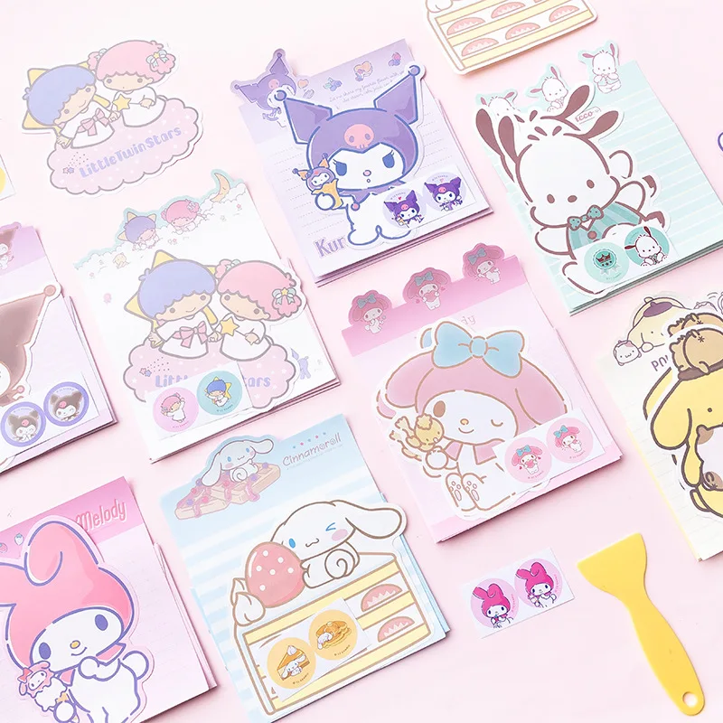 16set/lot Sanrio Melody Kuromi Envelope Set Little Twin Stars Festival Message Greeting Card Memo Pad School Supplies Kids Gift