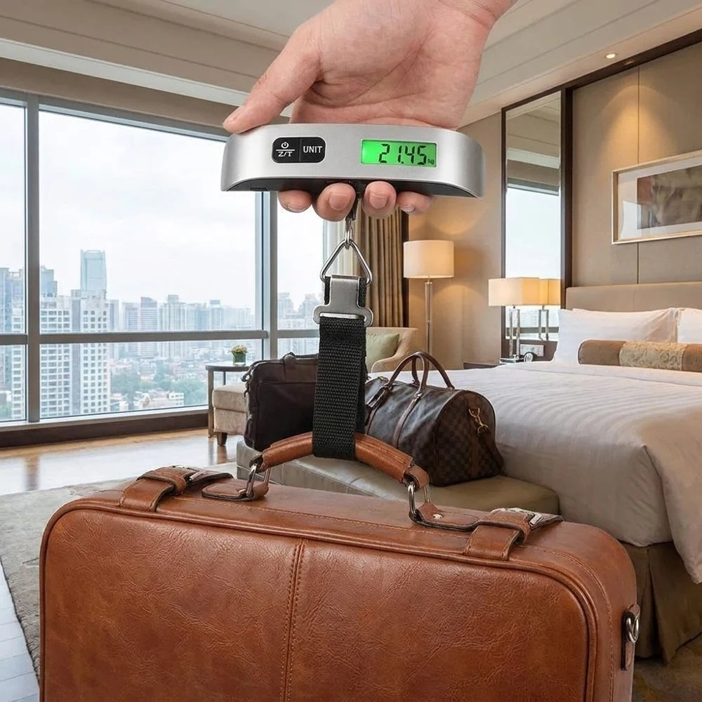 Digital Handheld Portable Hanging Luggage Scale 110lb/50kg Capacity Backlit Display Travel Suitcase Baggage Weight Scale with Ta
