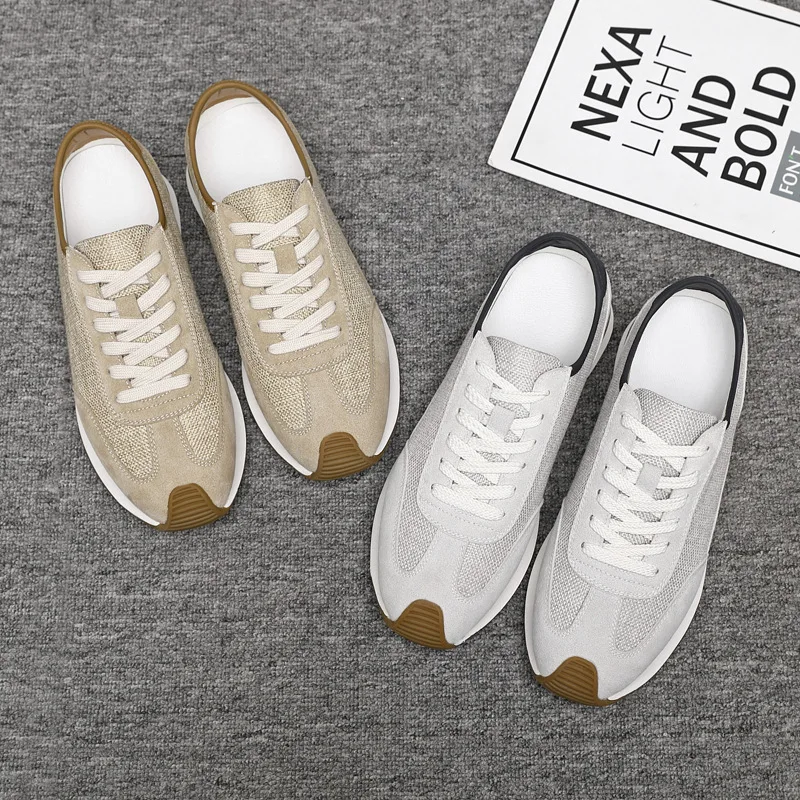 Spring New Shoes for Men Casual Shoes Breathable Flax Upper Sport Shoes Cool Flat Sneaker