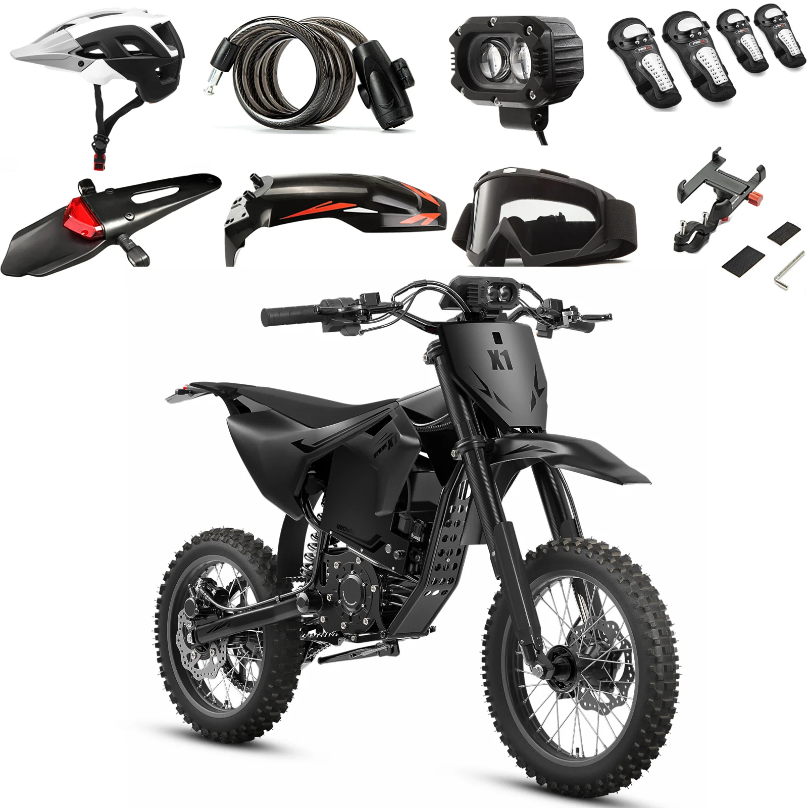 QRONGE X1 Spark Electric Dirt Bike 4500W Peak&Up to 60 Miles 50MPH 60V 28.8Ah Battery E-Bike 14"/12" Fat Tire Electric Motorcycle for Mountain Off-Road Teens Adults + 1 Year Warranty image 2