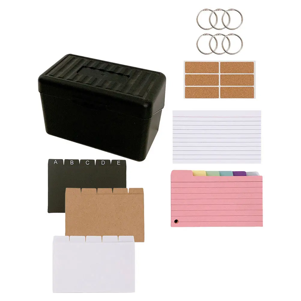 Colorful Index Cards Desktop Set Lined Notepads Storage Box Note Organizer Study Office Use Note Card Storage Box