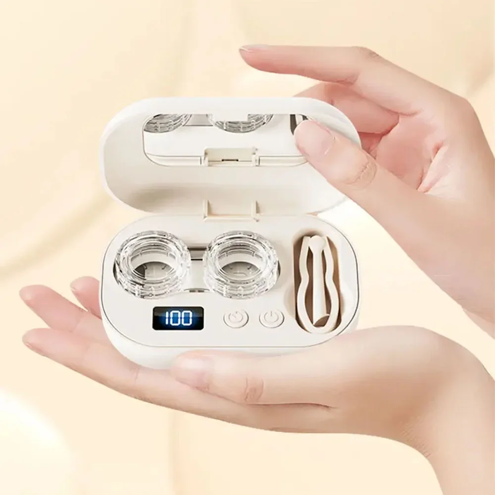 Portable Rechargeable Ultrasonic Contact Lens Cleaner Machine For Soft Colored Contact Lenses RGP OK Lens