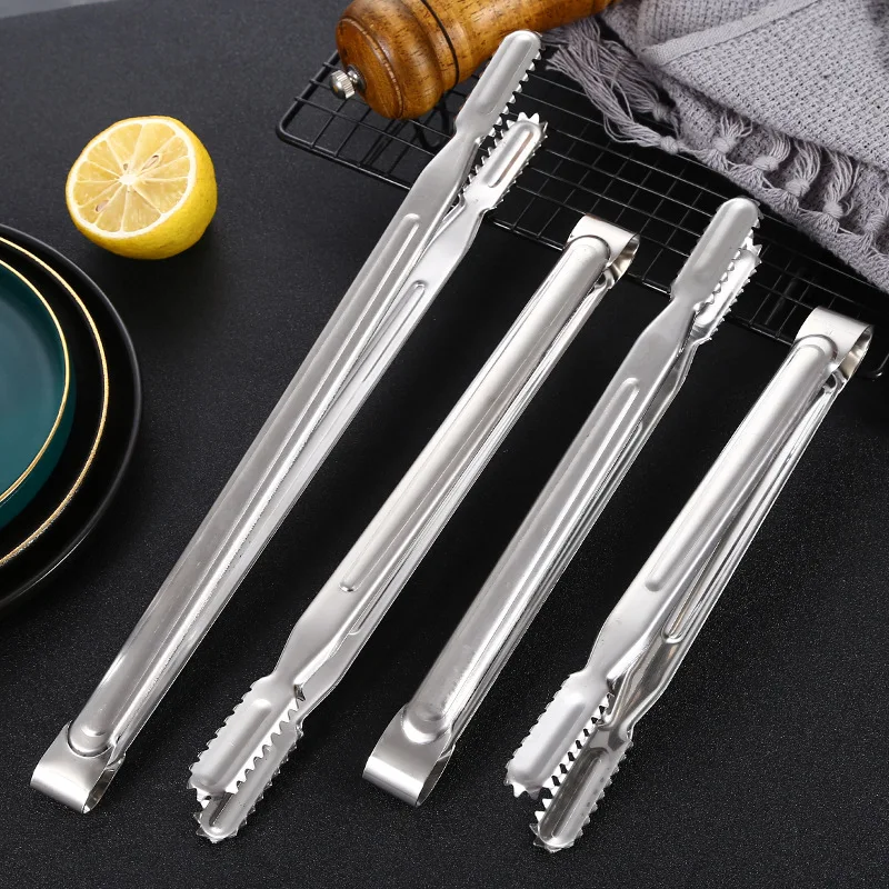 Stainless Steel Food Tongs Ice Clip Bread Dessert Barbecue Clamp Kitchen Cooking Accessories