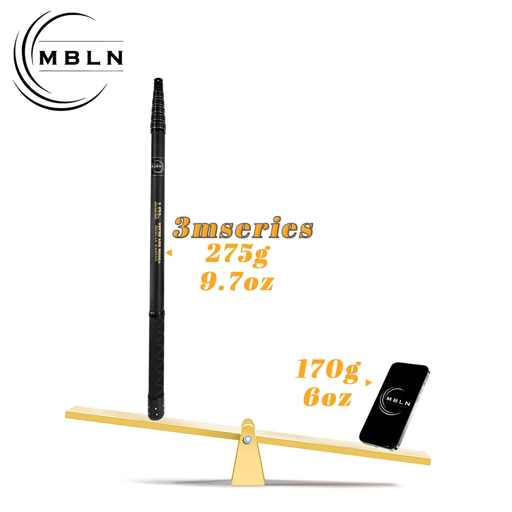 MBLN Carbon-Landungsnetz, einstellbar bis zu 320 cm, zusammenklappbar auf weniger als 60 cm, ultraleicht, robuste Carbonkonstruktion mit 40 cm Ring, tragbar – Detail 6