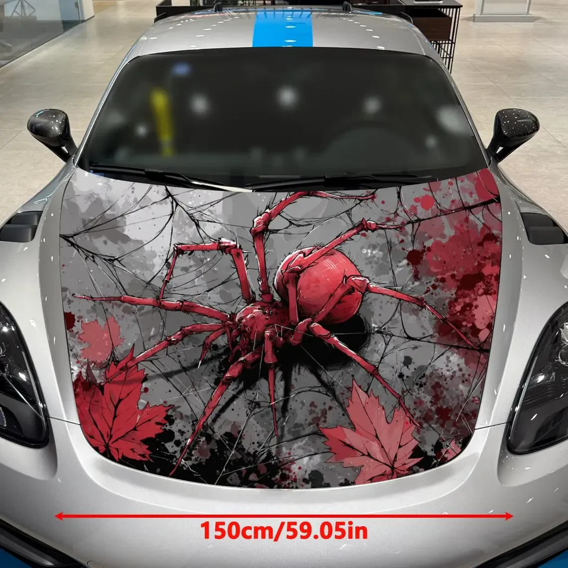 Maple Leaf Red Spider Car Vinyl Wraps Car Hood Film Self-adhesive Sticker Waterproof And Scratch Resistant, Suitable For Most Ve