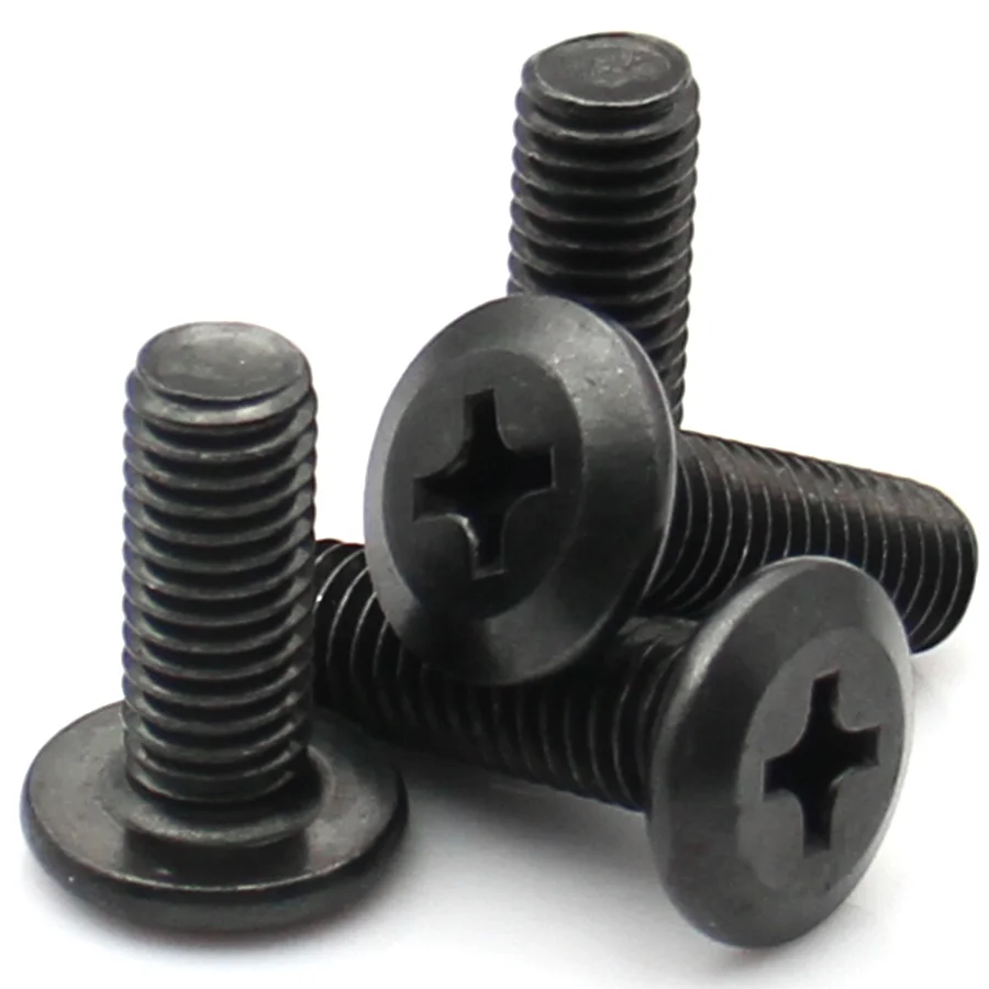 2-20pcs M4 M5 M6 M8 Black Carbon Steel Phillips Flat Head Chamfered Edges DIN 965 Machine Screw Length 6mm-80mm