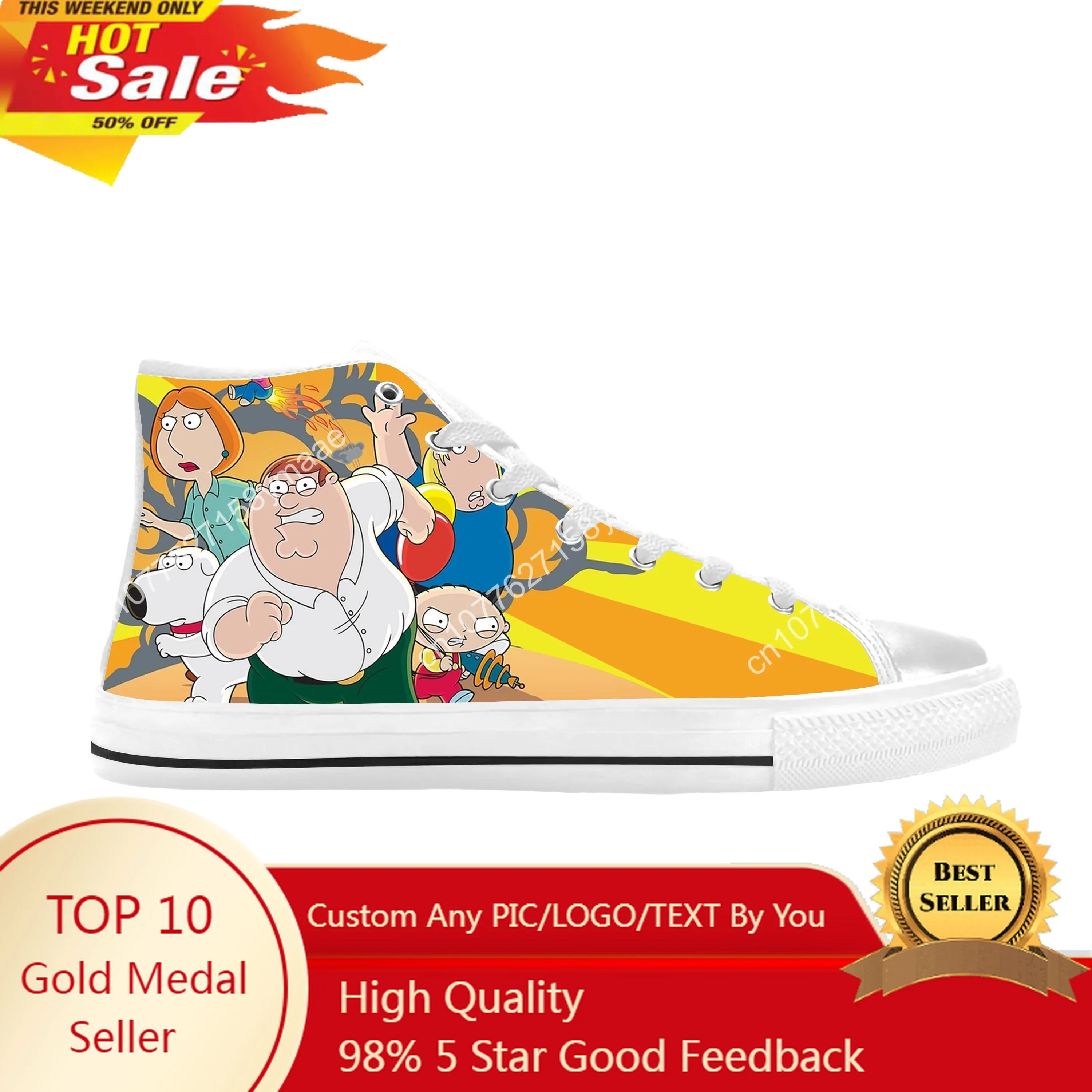 Guys Anime Cartoon Manga Comic Funny Cool Family Casual Cloth Shoes High Top Comfortable Breathable 3D Print Men Women Sneakers
